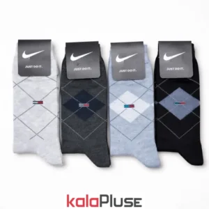 جوراب مردانه ساق بلند طرح چهار خانه